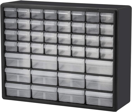 44 Drawer Plastic Parts Storage Hardware, 20-Inch W X 6.37" D X 15.81"H, Black