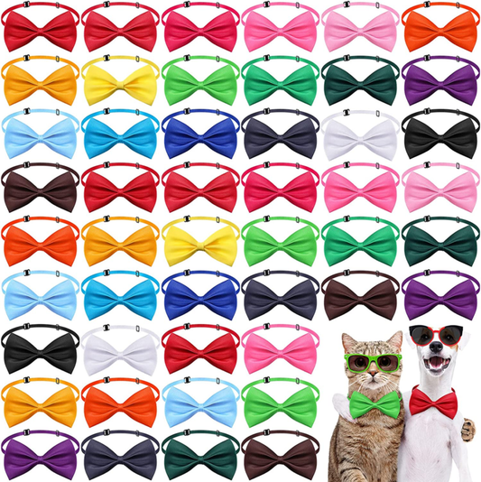 100 Pieces Dog Bow Ties for Dogs with Adjustable Collar 19 Colors 