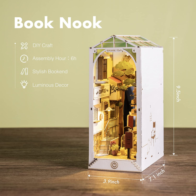 Book Nook Kit with Sensor Light 3D Wooden Puzzle (Sunshine Town)