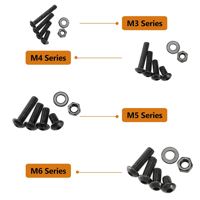 590 PC Bolts and Nuts Assortment,  Metric M3 M4 M5 M6  