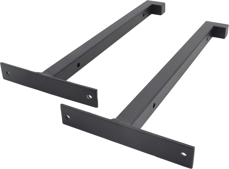 2 Pcs Steel Heavy Duty Shelf Brackets Wall Mounted, Matte Black 12 Inches