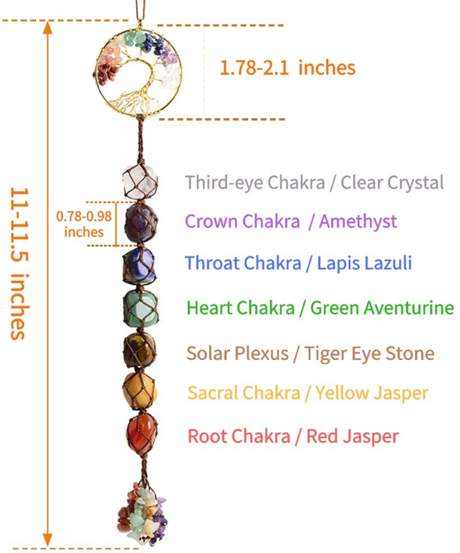 7 Chakra Stone Healing Crystal Tree of Life Wall Hanging Home Interior Decor.