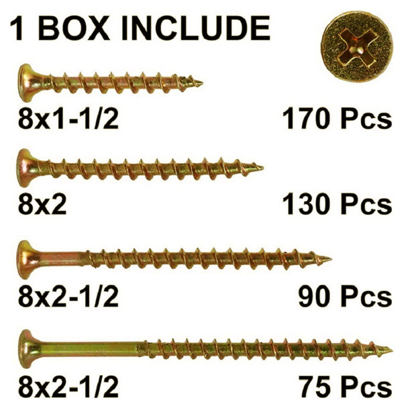 Excellent Wood Interior Construction Screw Drywall Screws Assortment Kit,465Pcs