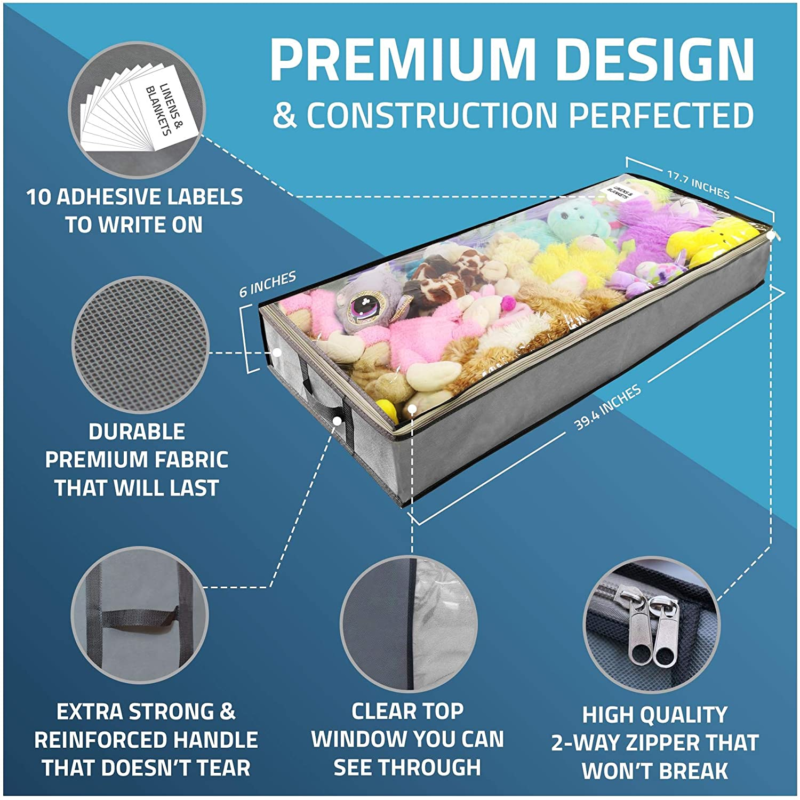 Smartcube Underbed Storage Bag 3 Large Under-The-Bed Storage Bins with Reinforce