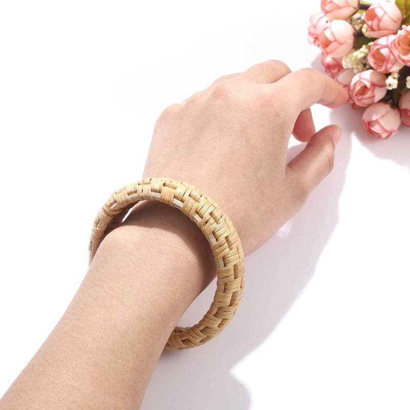 HEIDKRUEGER Rattan Bracelet for Women Handmade Lightweight Straw Wicker Braid Wo