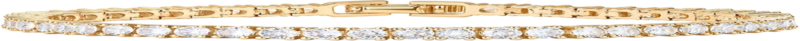 14K Gold Plated 3Mm Cubic Zirconia Classic Tennis Bracelet  Size 7.5 Inch