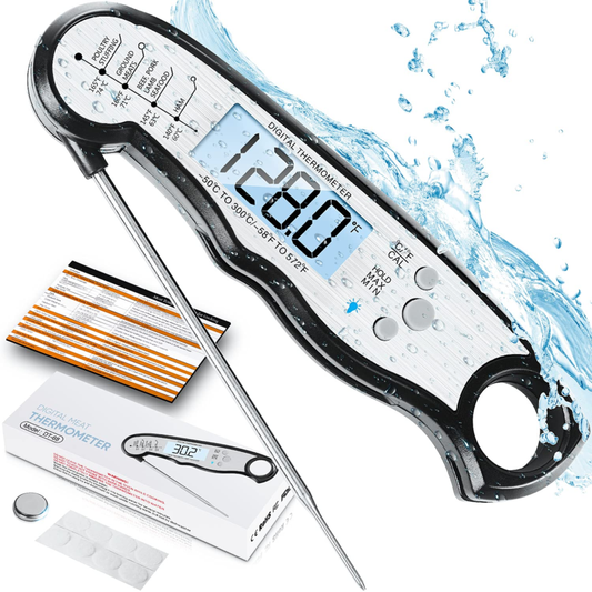 Digital Meat Thermometer, Waterproof Instant Read Food Thermometer for Cooking a
