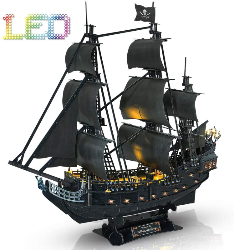 3D Puzzle for Adults Led Pirate Ship Queen Anne'S Revenge Large 27'' 