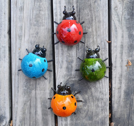 GIFTME 5 Metal Garden Wall Art Decorative Set of 4 Cute Ladybugs 
