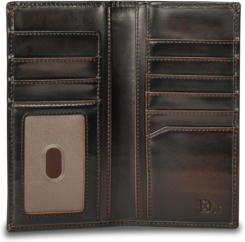 Skull Long Rodeo Wallet for Men, Rfid Blocking, Full Grain Leather  