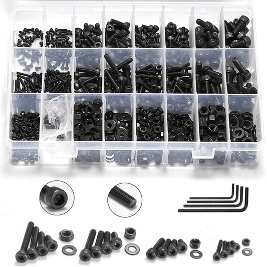 1230 PC  M2 M3 M4 M5 Screws Nuts and Washers Assortment, Grade 12.9 Alloy Steel