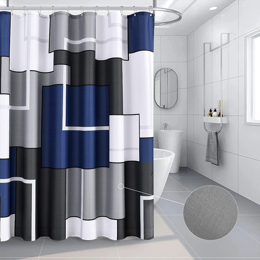 Blue Shower Curtain Set with Hooks Blue, water Repellent 72X72