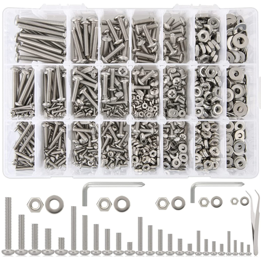 1110Pcs #2-56#4-40#6-32#8-32#10-24 Nuts and Bolts Assortment Kit