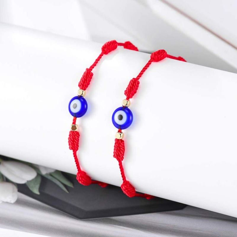 Evil Eye 7 Knot Lucky Bracelets Adjustable Red String Amulet