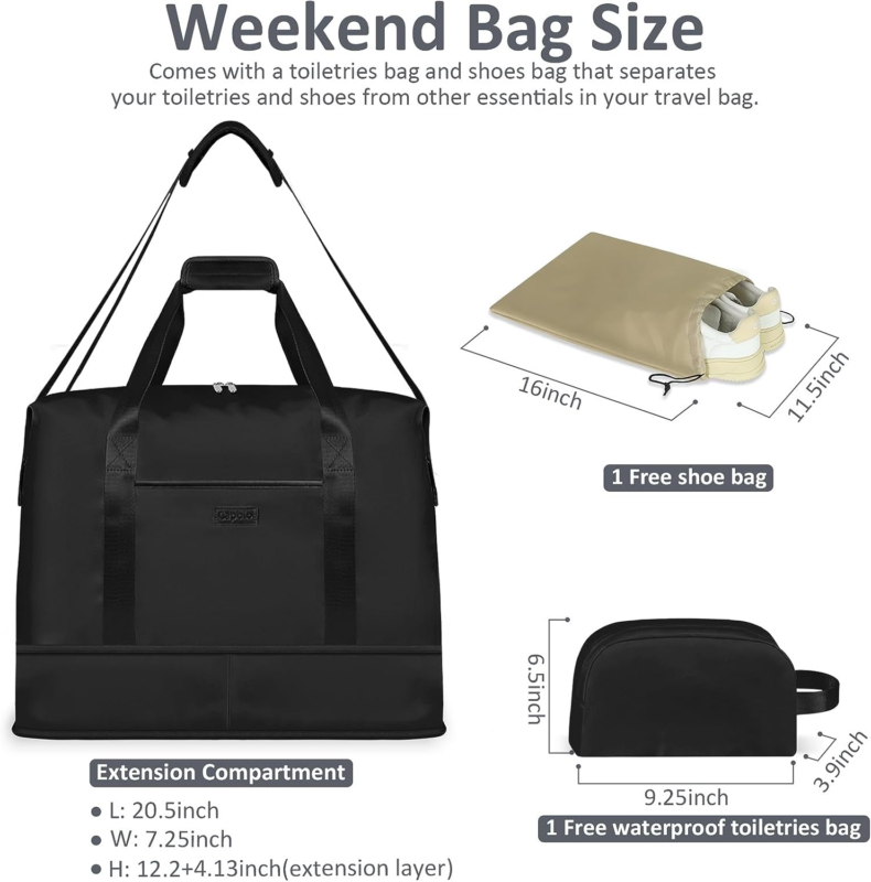 Expandable Travel Duffle Bag, Large Weekender 