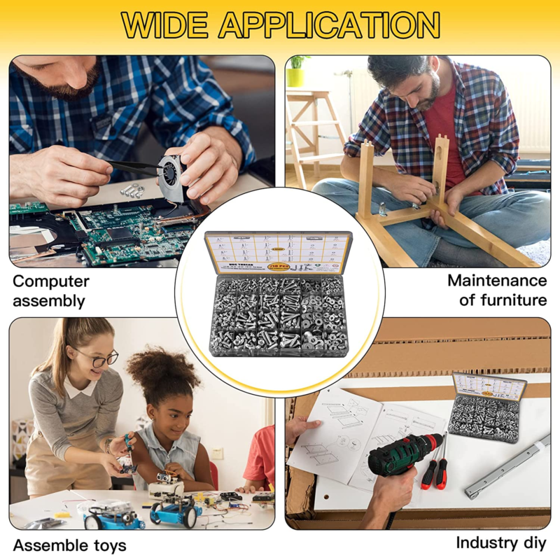 710Pcs Nuts and Bolts Assortment Kit, 4-40#6-32#8-32#10-24 Phillips Pan Head Ass