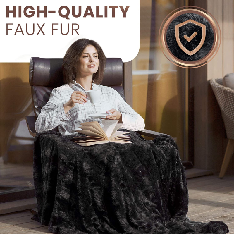 Faux Fur Throw Blanket - Soft, Fluffy, Fuzzy, Plush, Thick,  50X65