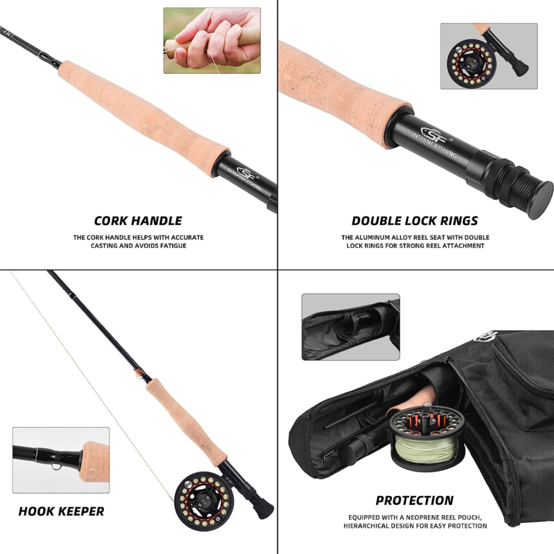 Fly Fishing Rod and Reel Combo Starter Kit Outfit 4 Piece 