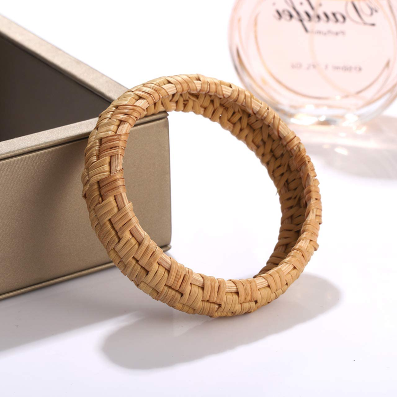 HEIDKRUEGER Rattan Bracelet for Women Handmade Lightweight Straw Wicker Braid Wo