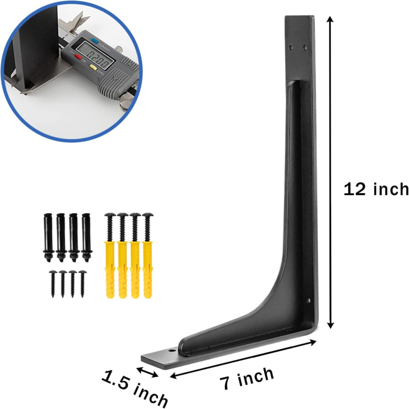 12"X 7"Shelf Bracket ,L Shelf Brackets,Max Load 300Lbs, Pack of 4. (12INCH X 7IN