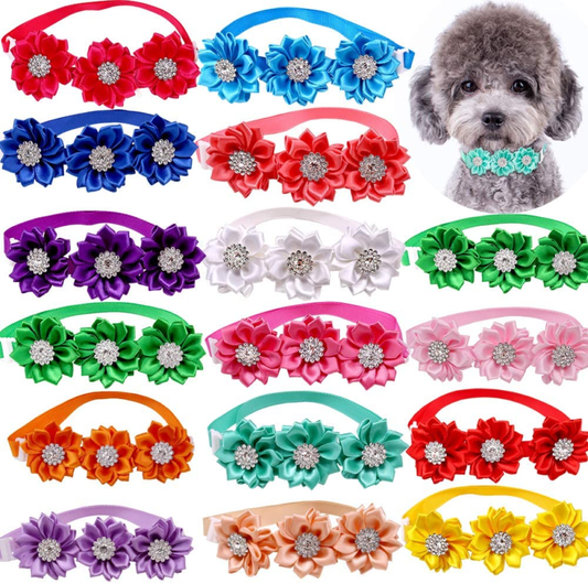 15Pcs/Pack Dog Bow Tie Dog Flower Collar