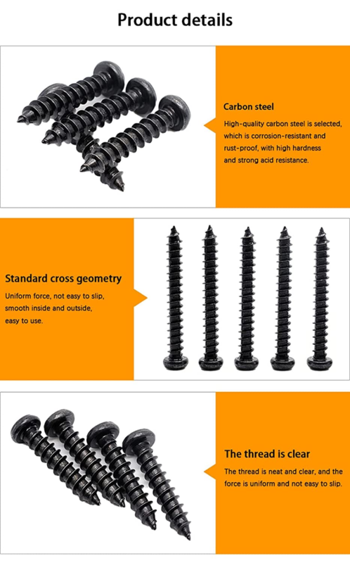 450 Pcs M3 M4 M5 Black Wood Screws Assortment Kit,High Hardness Carbon Steel Sel