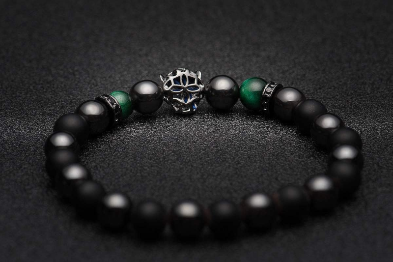 Black Panther Natural Stone Anxiety Bracelet Healing Crystals, Magnetic