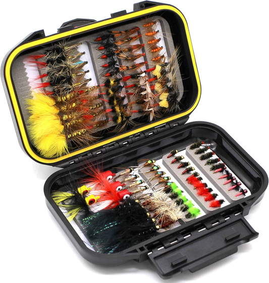 Fly Fishing Flies Assortment Kit 30/50/60/100/168Pcs 