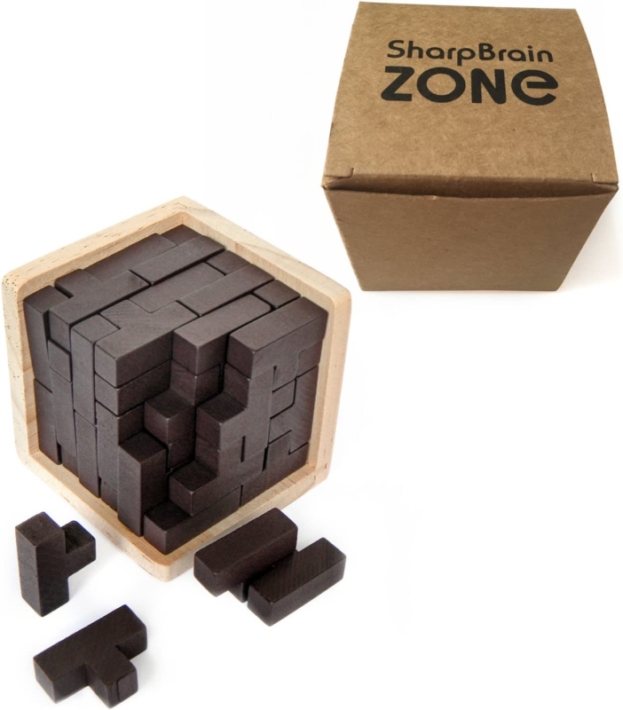 Original 3D Wooden Brain Teaser Puzzle by Sharp Brain Zone. Genius Skills Builde