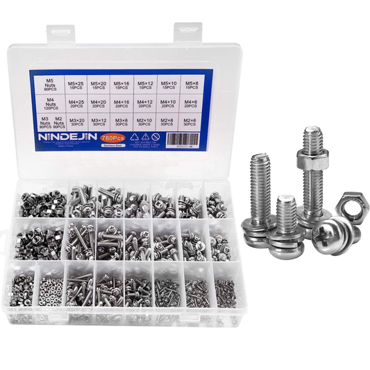 780PCS M2 M3 M4 M5 Phillips Pan Head Screws Bolt Nut Lock Flat Washers Machine S