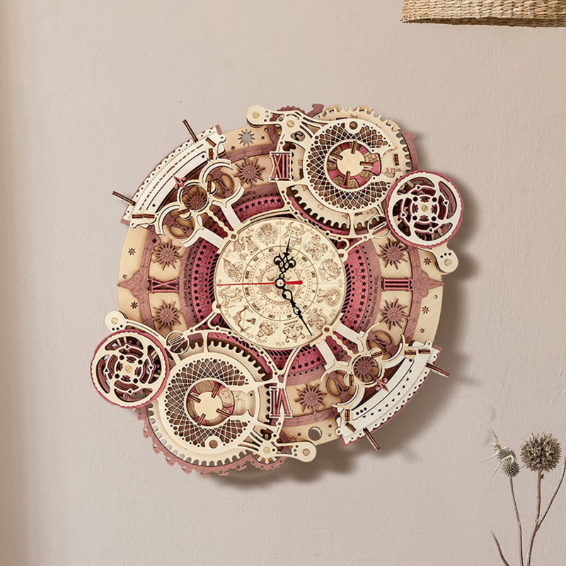 3D Wooden Puzzle Clock for Adults, Mechanical 