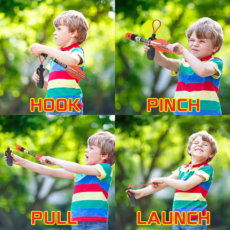 Slingshot Rocket Launcher Toys for Kids - Air Foam Scream Rocket with 2 Pack & 1