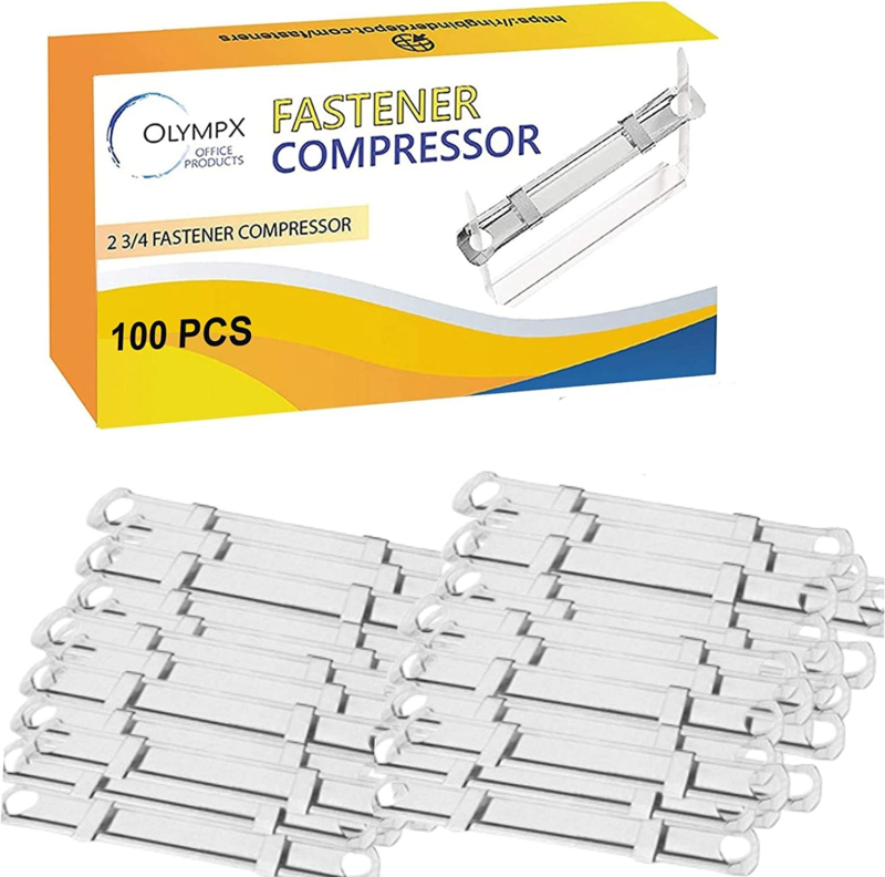 100 Pcs of Prong Paper Fastener Compressors for Standard 2-Hole Punch