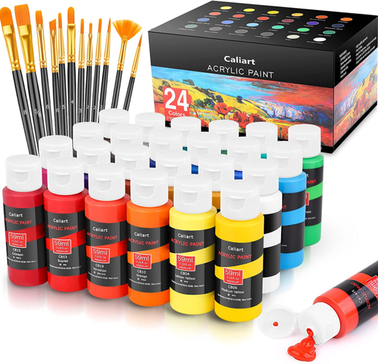 Acrylic Paint Set, 24 Colors (59Ml, 2Oz) Art Craft Paints for Professional Artis