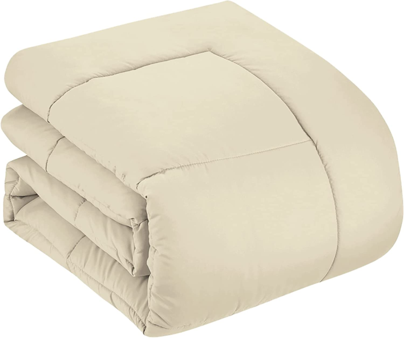 7 Piece Comforter Set Bag Solid Color All Season Soft down Alternative Blanket &