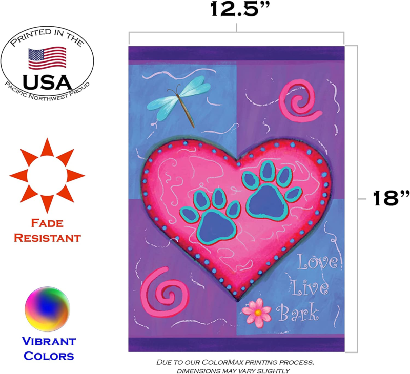 Love Live Bark 12.5 X 18 Inch Decorative Heart Garden Flag